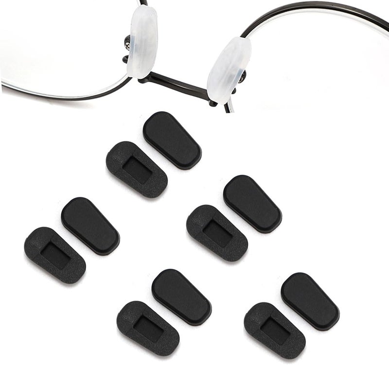 KECHIO Eyeglass Nose Pads Covers Slip-on Silicone Glasses Nose Pad Anti Slip Soft Nose Pads for Eyeglasses Repair Kit(5 Pairs), Black/S - Image 1